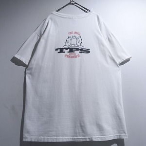 90s "TPS" White Commemorative Event Print Design T- Shirt