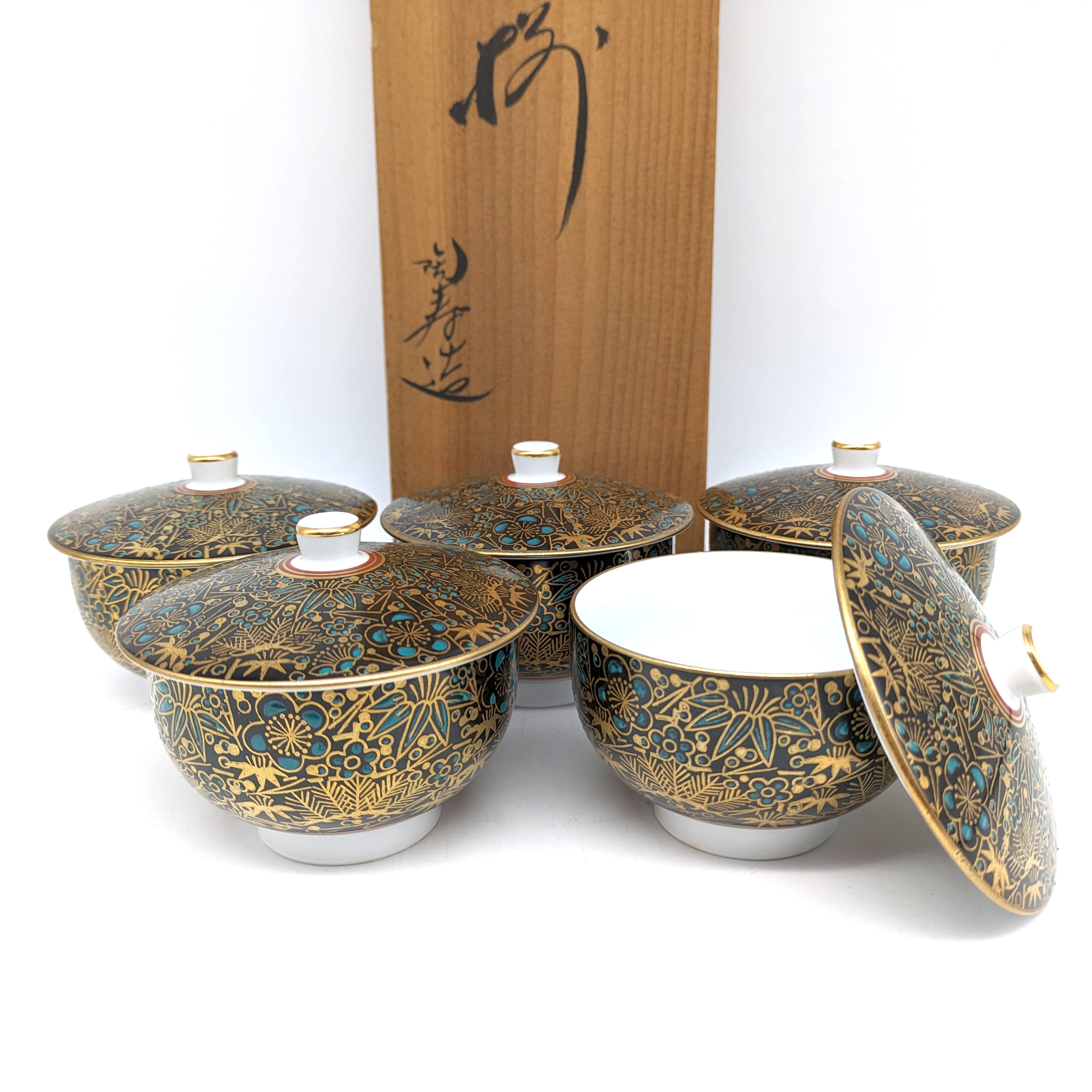 九谷焼・陶寿・蓋付汲出碗・湯呑揃・茶器・陶磁器・No.240606-36 九谷焼・陶寿・蓋付汲出碗・湯呑揃・茶器・陶磁器・No.240606-36