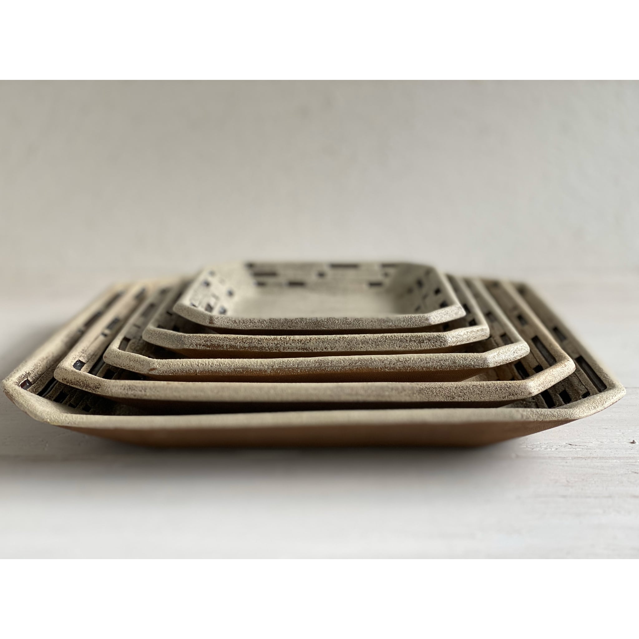 丹波焼 隅切皿6寸 鎬象嵌（しのぎぞうがん） 18.8cm