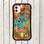 受注生産 iPhoneケース 花と鳥のカラフル民芸アート｜鳥モチーフ PSYF009D