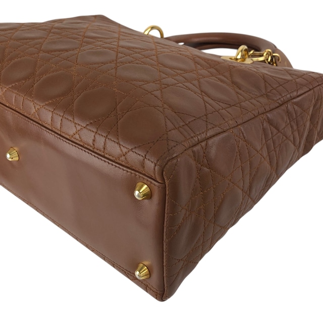 Christian Dior クリスチャン ディオール レディディオール ショルダーバッグ ブラウン カナージュ レザー 2WAY vintage ヴィンテージ オールド 8c3nvp