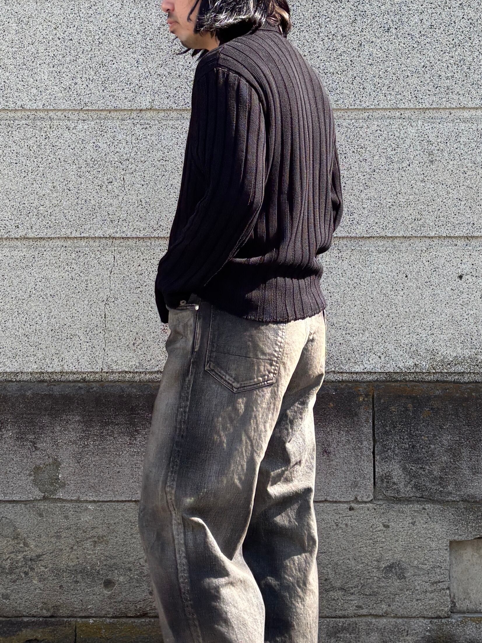 MATSUFUJI / Wide Rib Knit Shirt (BLACK) | THE MODERN AGE