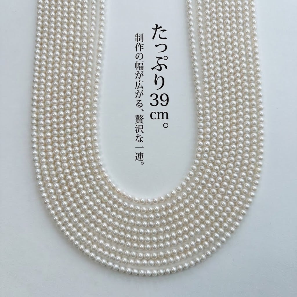 【人気4mm/上品な光沢】淡水パール ラウンド 39cm アクセサリー制作に最適｜ P0001