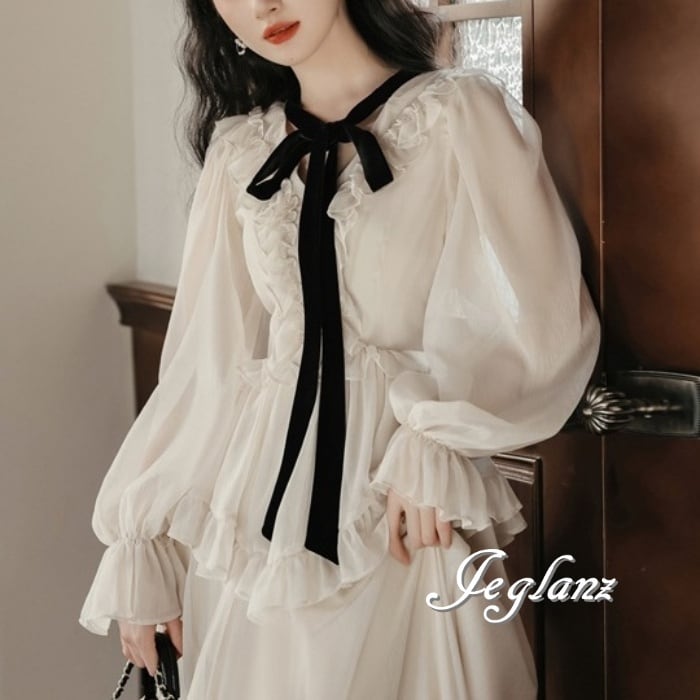 パーティドレス フリル ワンピース 肌透け マキシ きれいめ( M6138)★ ζ