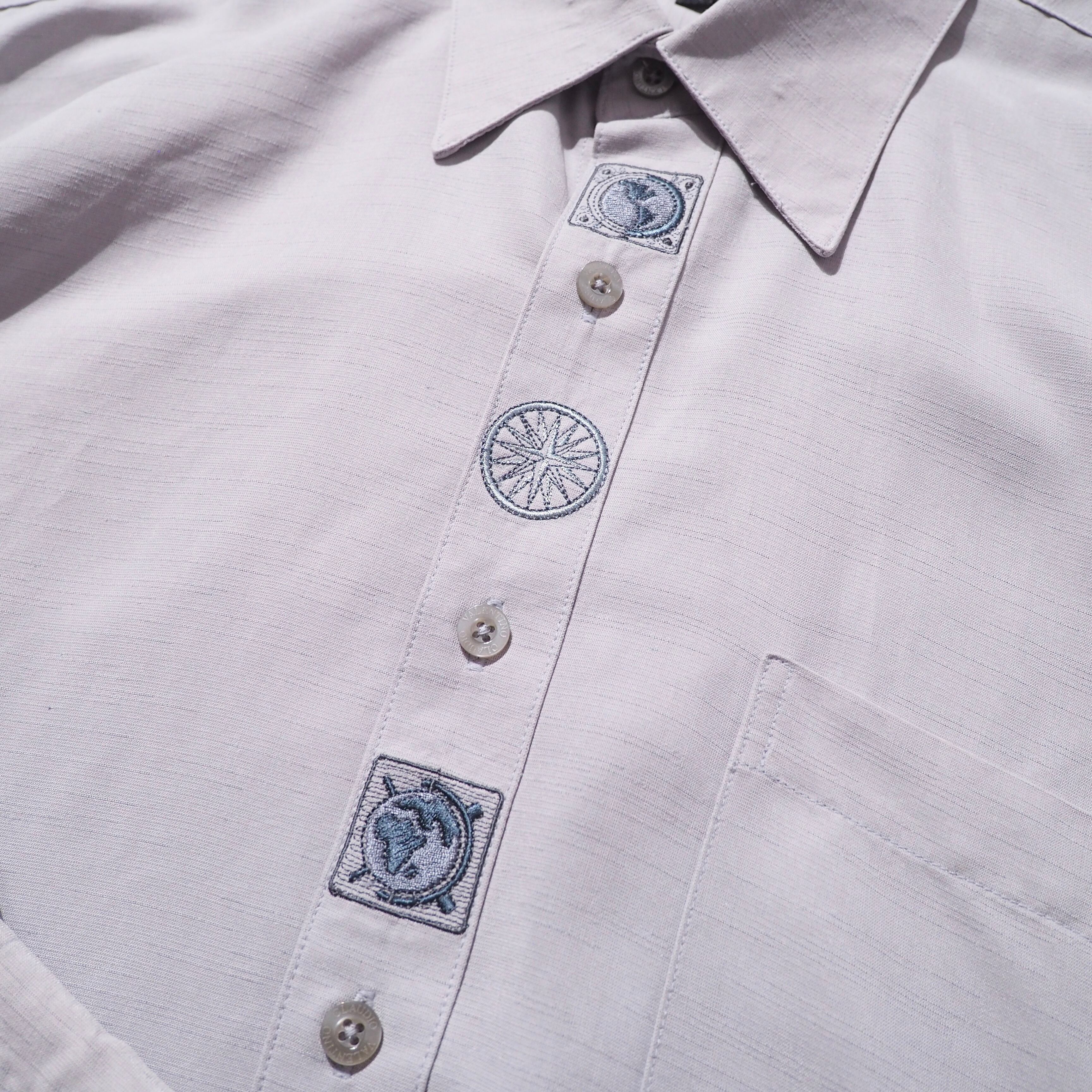 1990s Globe × Compass Embroidery Vintage Drape shirt
