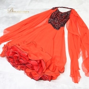 社交ダンス 衣装 スタンダードドレス ワンピース ドレス ブラック系 レッド系 セキネ SEKINE 日本製 赤 黒 フロート レース フリル ダンス パーティ 発表会 デモ 競技 エレガント フォーマル パーティー衣装 舞台衣装 競技用 レディース コスチューム 発表会用 ダンスウェア