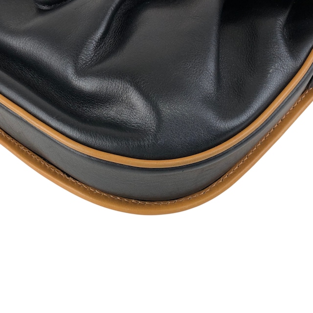 CELINE セリーヌ ショルダーバッグ ブラック×ブラウン ブラゾン型押し PVC レザー フラップ vintage ヴィンテージ オールド f8fsrs