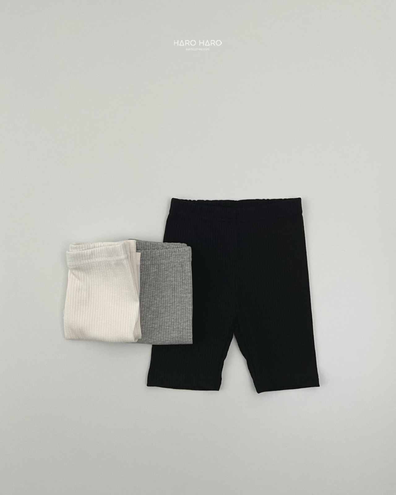 [HARO HARO] (3-piece) Ribbed Biker Shorts (2XL/3XL/4XL) / [하로하로] (3피스)골지바이커쇼츠 (2XL/3XL/4XL)