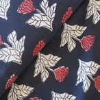 ブロックプリント生地【50cm単位】インド綿  花柄(大) 黒×赤×生成り #50710-BK1【再入荷】
