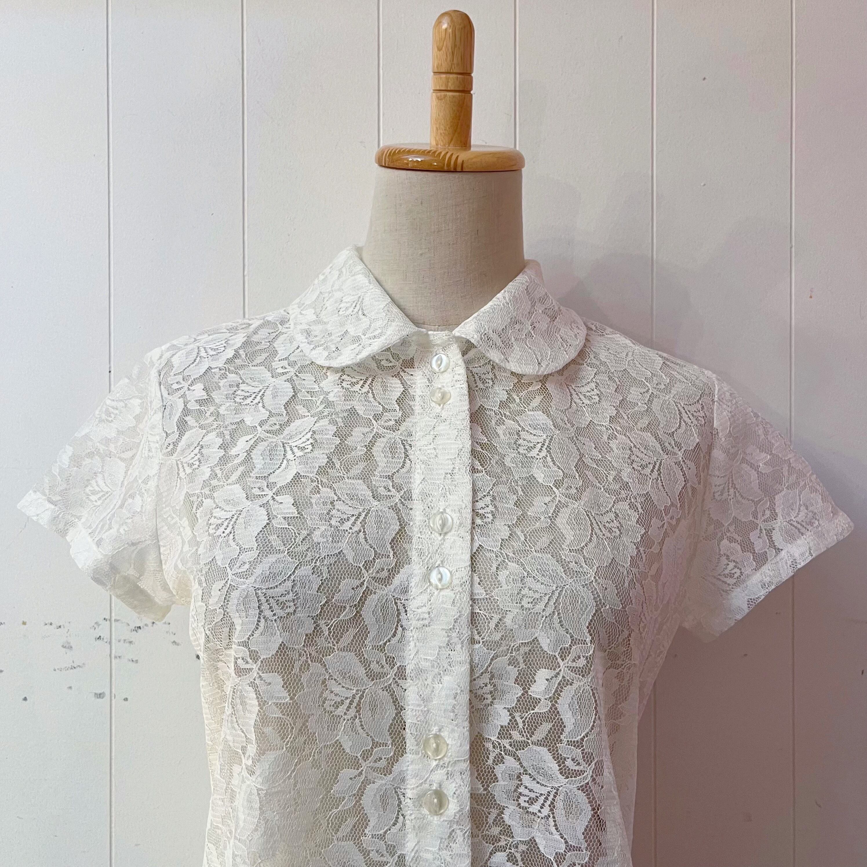 flower russel lace white blouse
