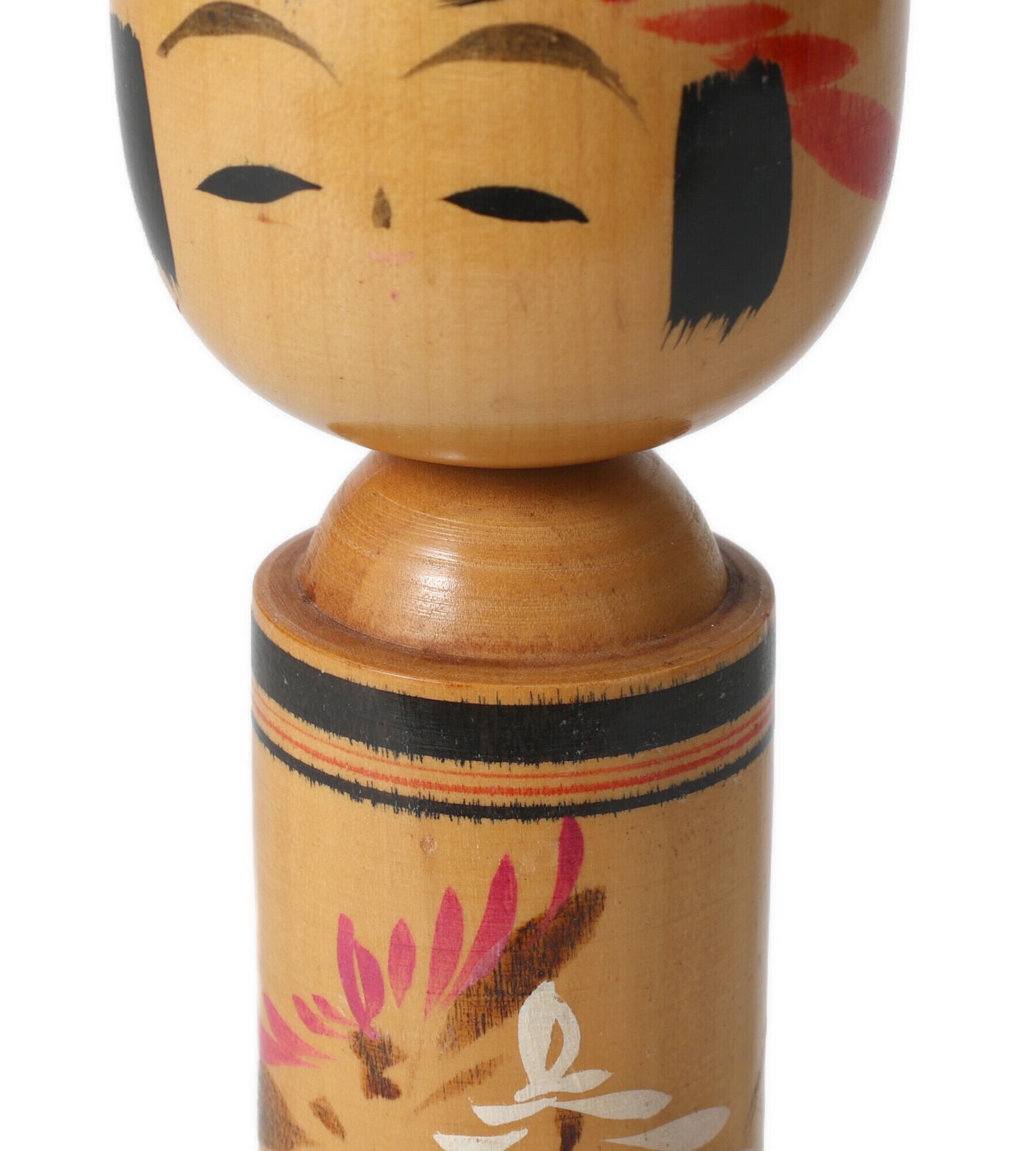新型こけし、大江昭、菊模様 | antique shingata kokeshi, by Akira