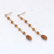 在庫限り翡翠アースカラー ロング ピアス A貨翡翠 mm1020