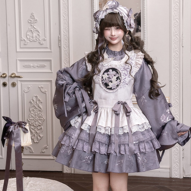 【予約商品】中華風メイド服 ベスト 花柄  刺繍 メイドカフェ キャスト衣装