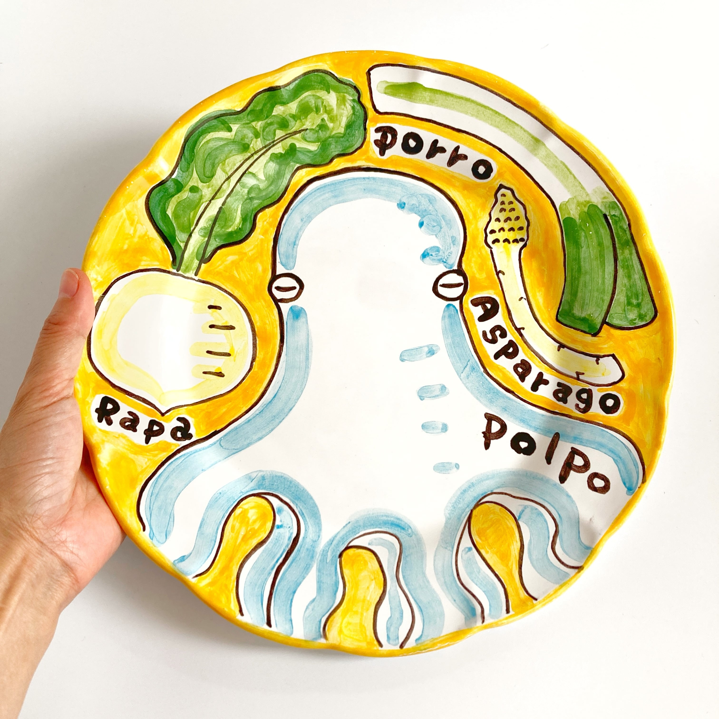 プレート(L) 26cm タコと野菜 GEO084 | CERAMICHE SEPPIA325｜イタリア