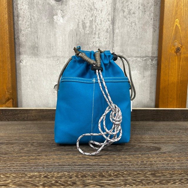 -＊ 2WAY巾着ショルダー ＊- 専用紐・横Dカン付き【スカイブルー】