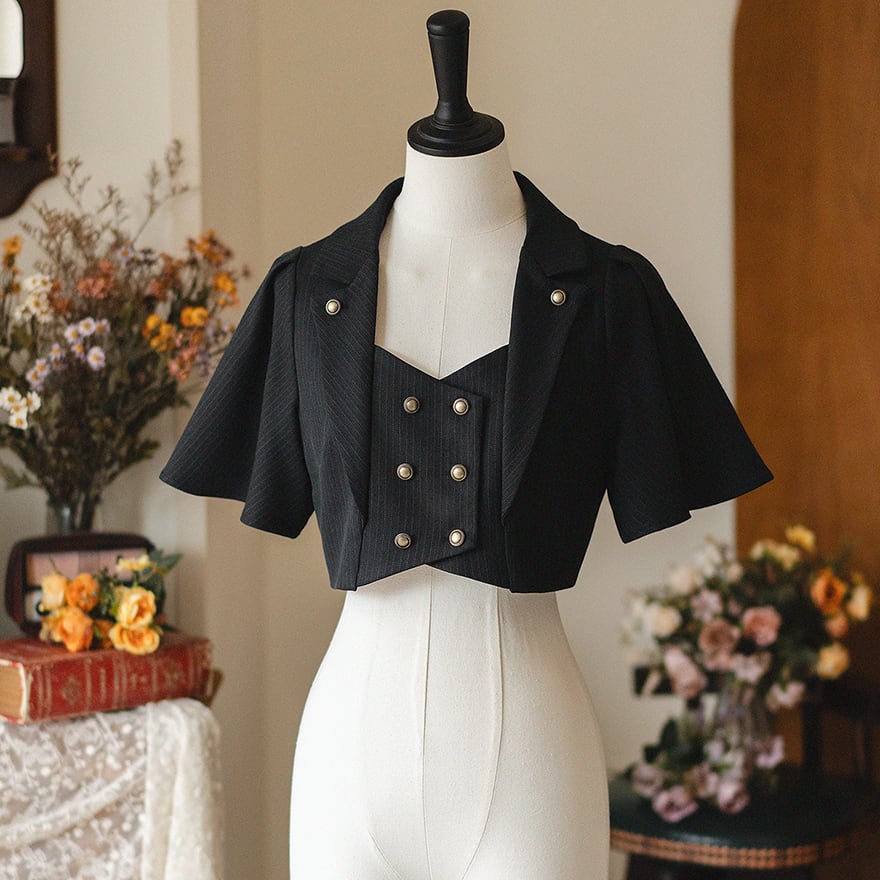 クラシカルロリィタ ジャケット ピンストライプ柄 控えめ アラサーファッション Forestシリーズ