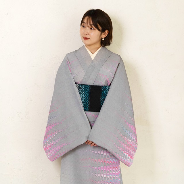 「月と牡丹」ピーコック柄❤︎〜セオアルファ楊柳〜浴衣・夏着物・単衣