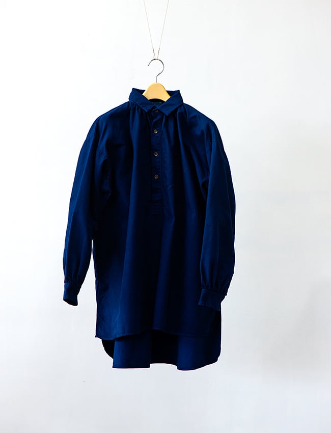 aulico : POTTERY BUTTON SHIRT / NAVY X BROWN