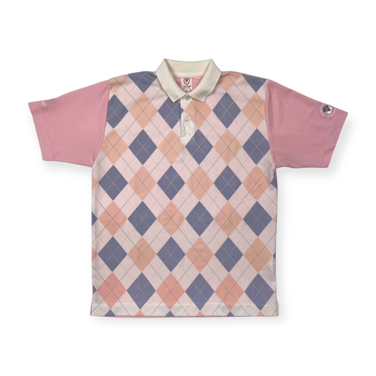 CAPTAIN SANTA キャプテンサンタ GOLF CLUB アーガイル柄 メッシュ 半袖 ポロシャツ サイズ L /ピンク/ゴルフ