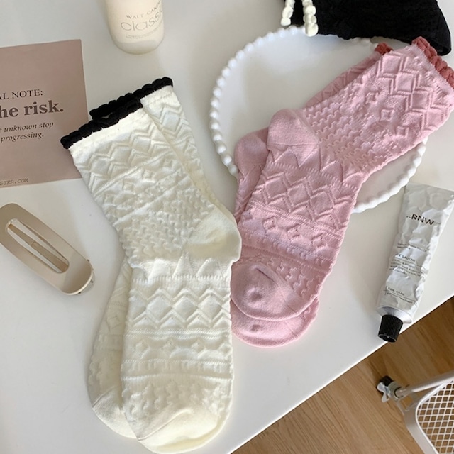 4SET◆Lace pattern socks　M2529