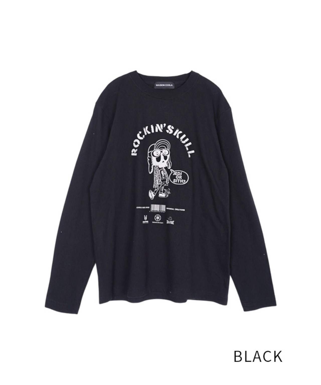 ロッキンスカルプリントL/SベーシックTシャツ (BLACK)　CQ-47079