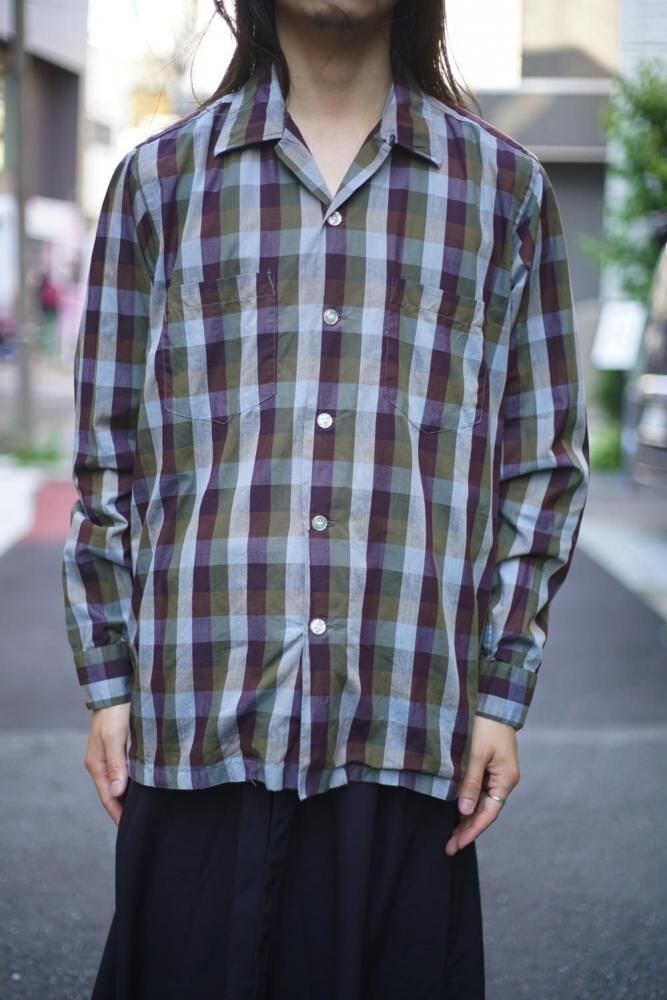 Alkinson] Vintage open collar cotton shirt [1960s-] Vintage Open