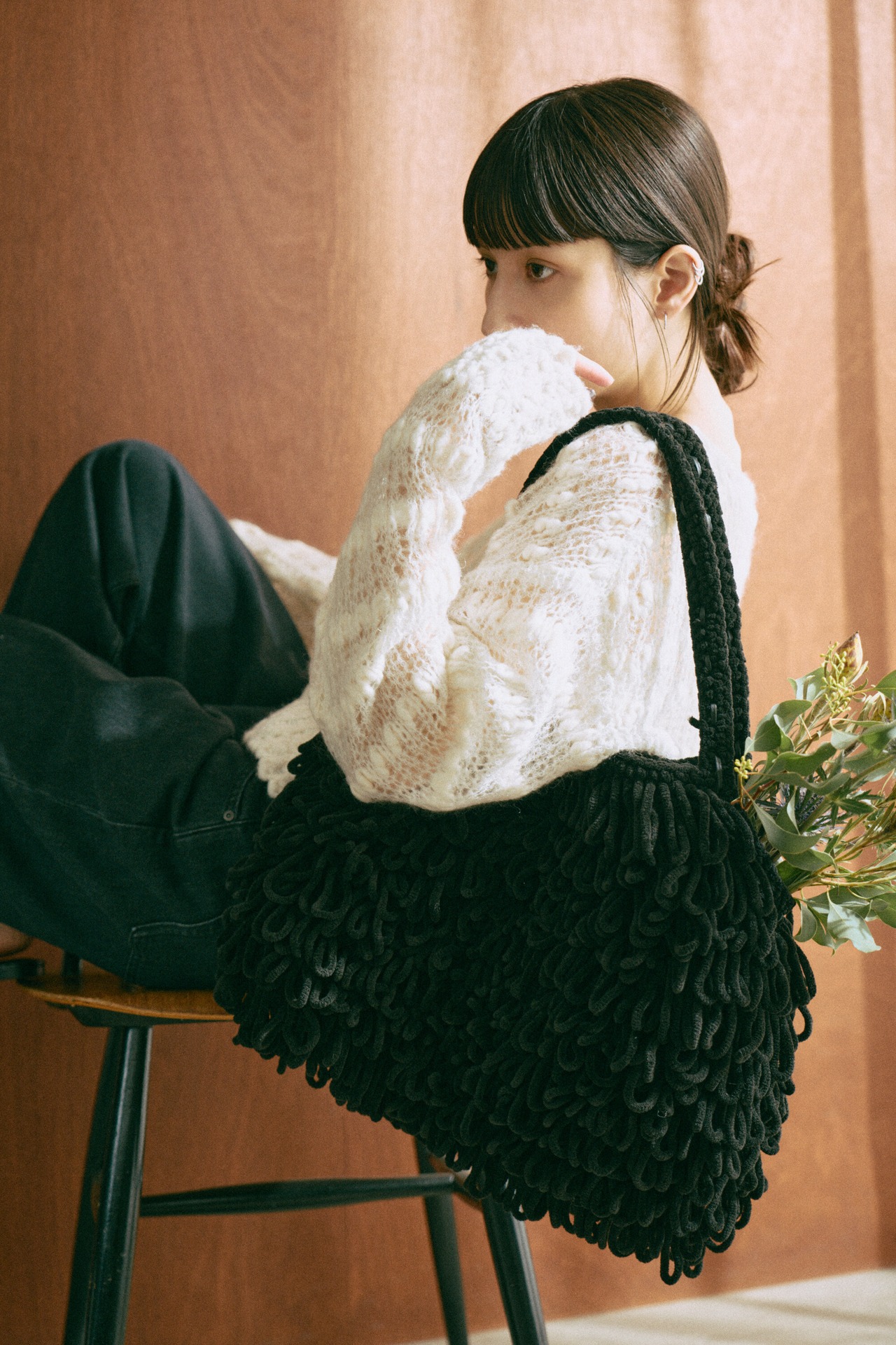 Thick Velvet Loop Monster Bag Hand Knit