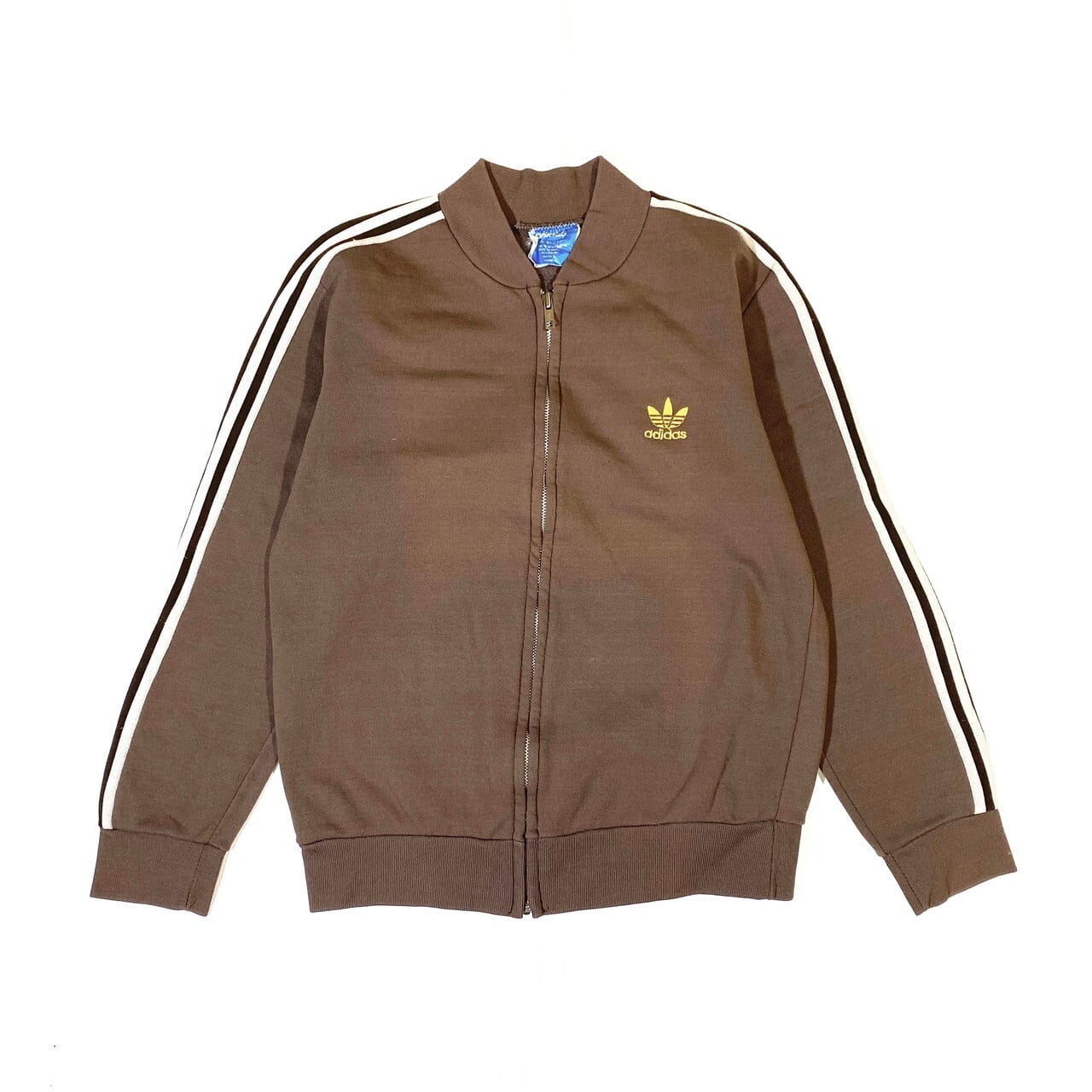 Kids 70年代 フランス製 アディダス ジャージ キッズ10歳 141 147 古着 子供服 70s ビンテージ ヴィンテージ Adidas Ventex トラックジャケット ブラウン 茶色 ジャージ トラックジャケット Cave 古着屋 公式 古着通販サイト