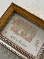 フランス アンティーク メッセージカード 貴族柄 舞踏会 A HAPPY NEW YEAR  額装 インテリア小物 撮影小物