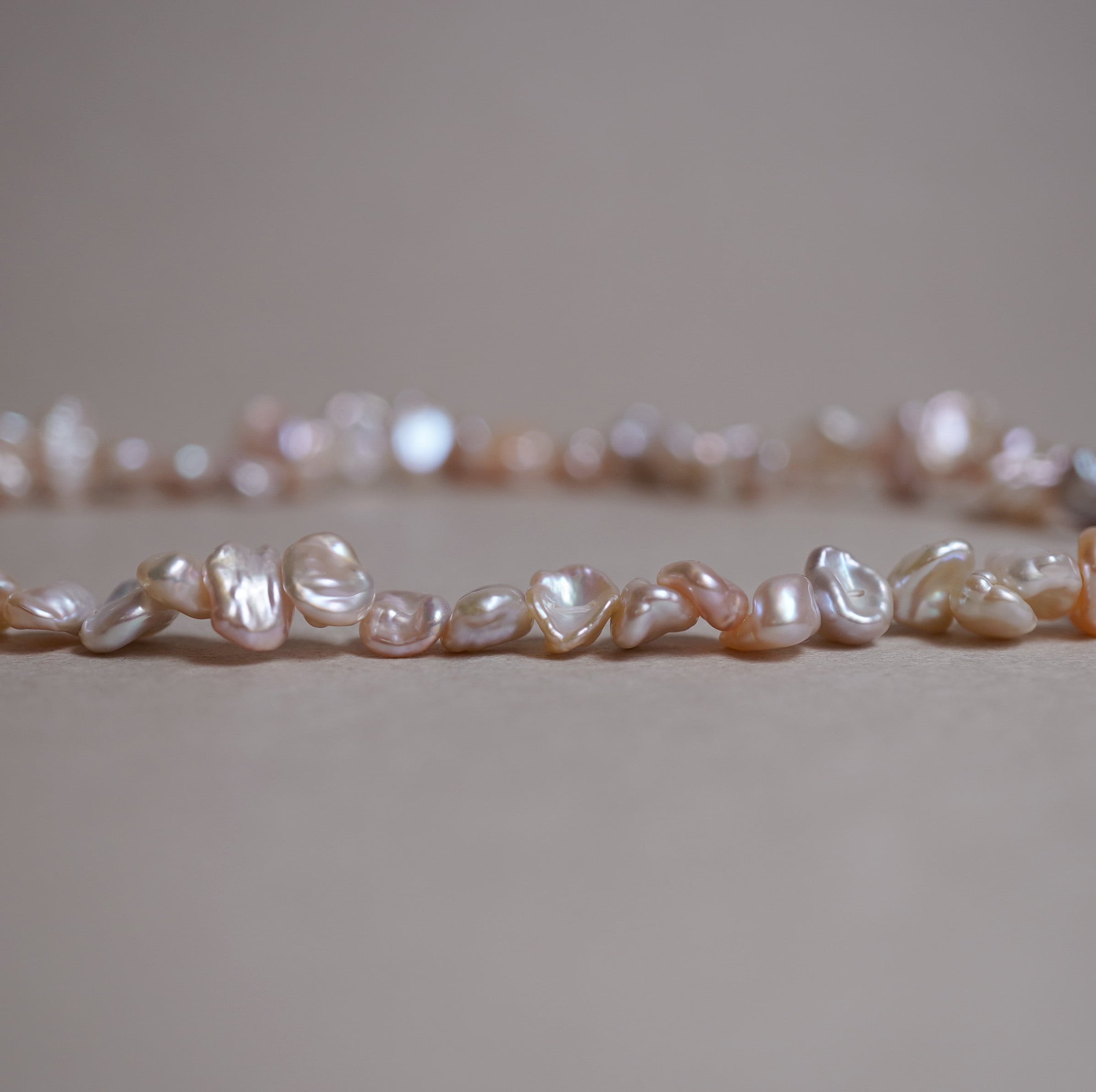 1点もの 14kgf ピンクケシパールショートネックレス