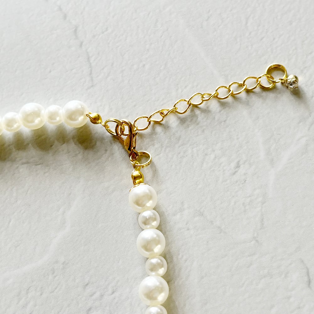 ペットネックレス パール ネックレス リボン チャーム きらきら