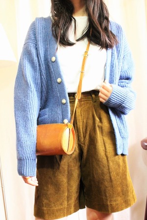 オーバーシルエット　カーディガン　ブルー