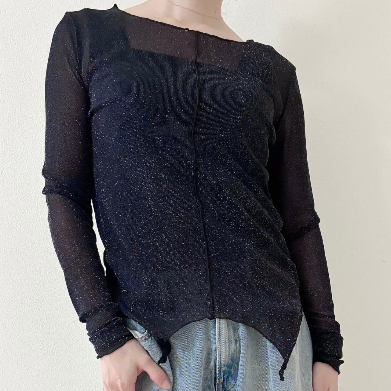 デザインヘム ラメ シアー トップス 3410011