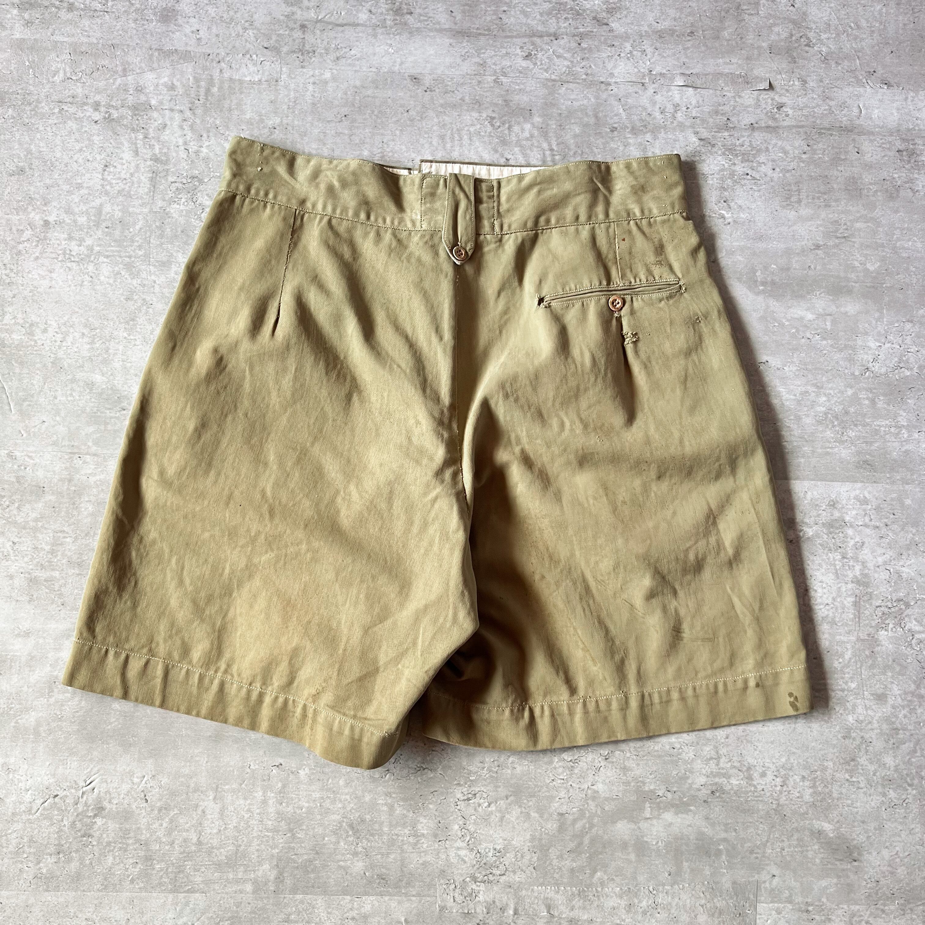 50s “ROYAL NAVY” W34相当 Gurka shorts 50年代 イギリス軍 ドリル