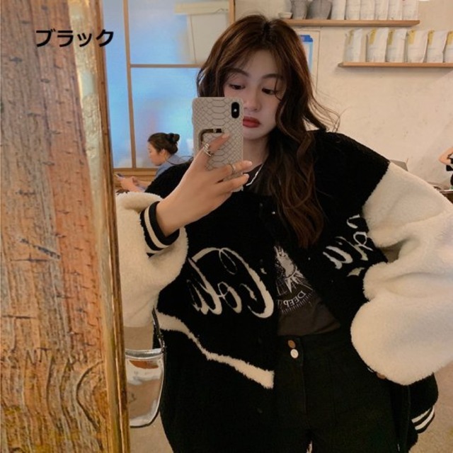 ムートンジャケット レディース ボアジャケット ブルゾン アウター 長袖 カジュアル ゆったり 防寒 暖か もこもこ ボリューム袖 スポーティー おしゃれ お出掛け コート ムートンジャケット Leaflower 001 リーフラワー レディースファッション専門店