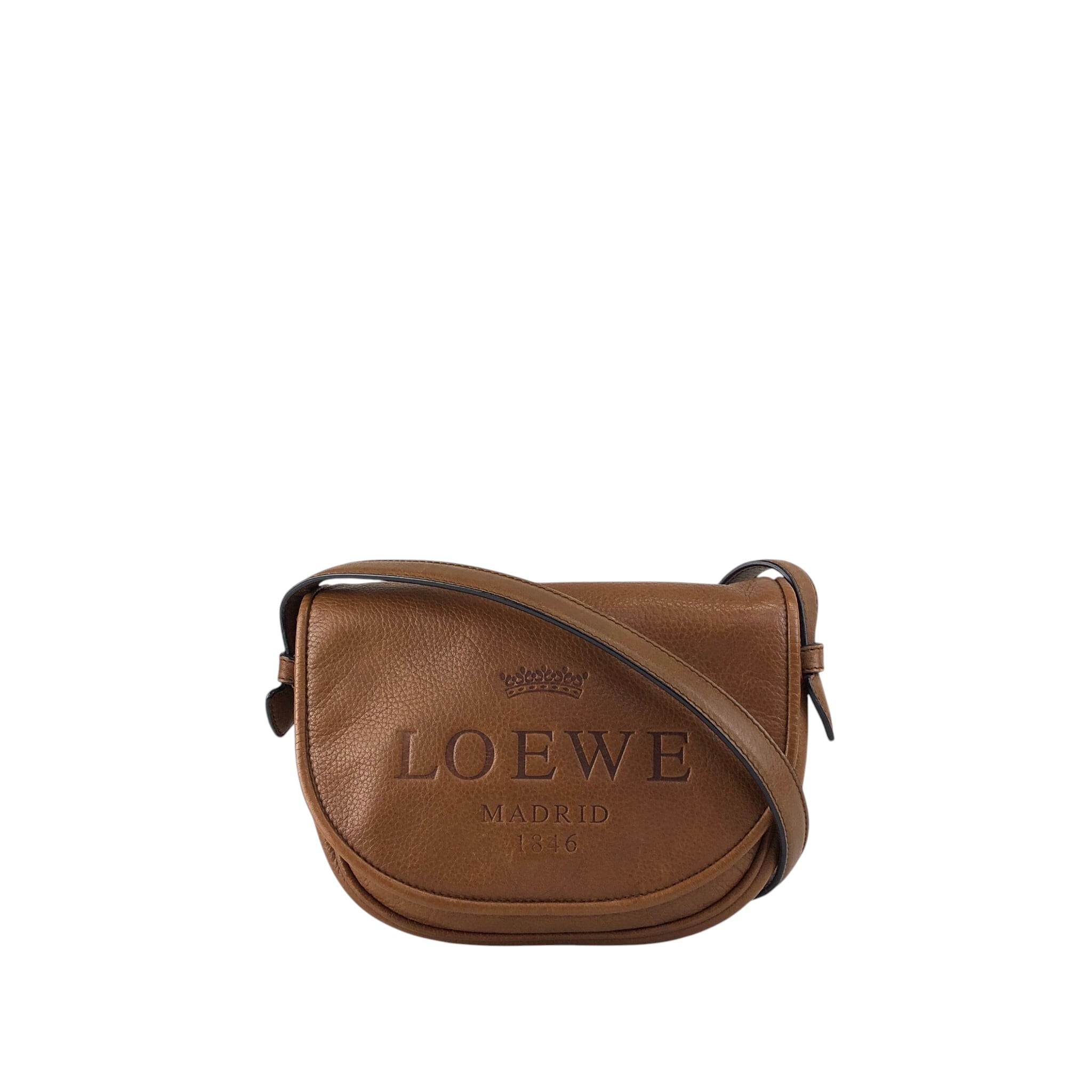 LOEWE ロエベ ヘリテージ ショルダーバッグ ブラウン ロゴ レザー