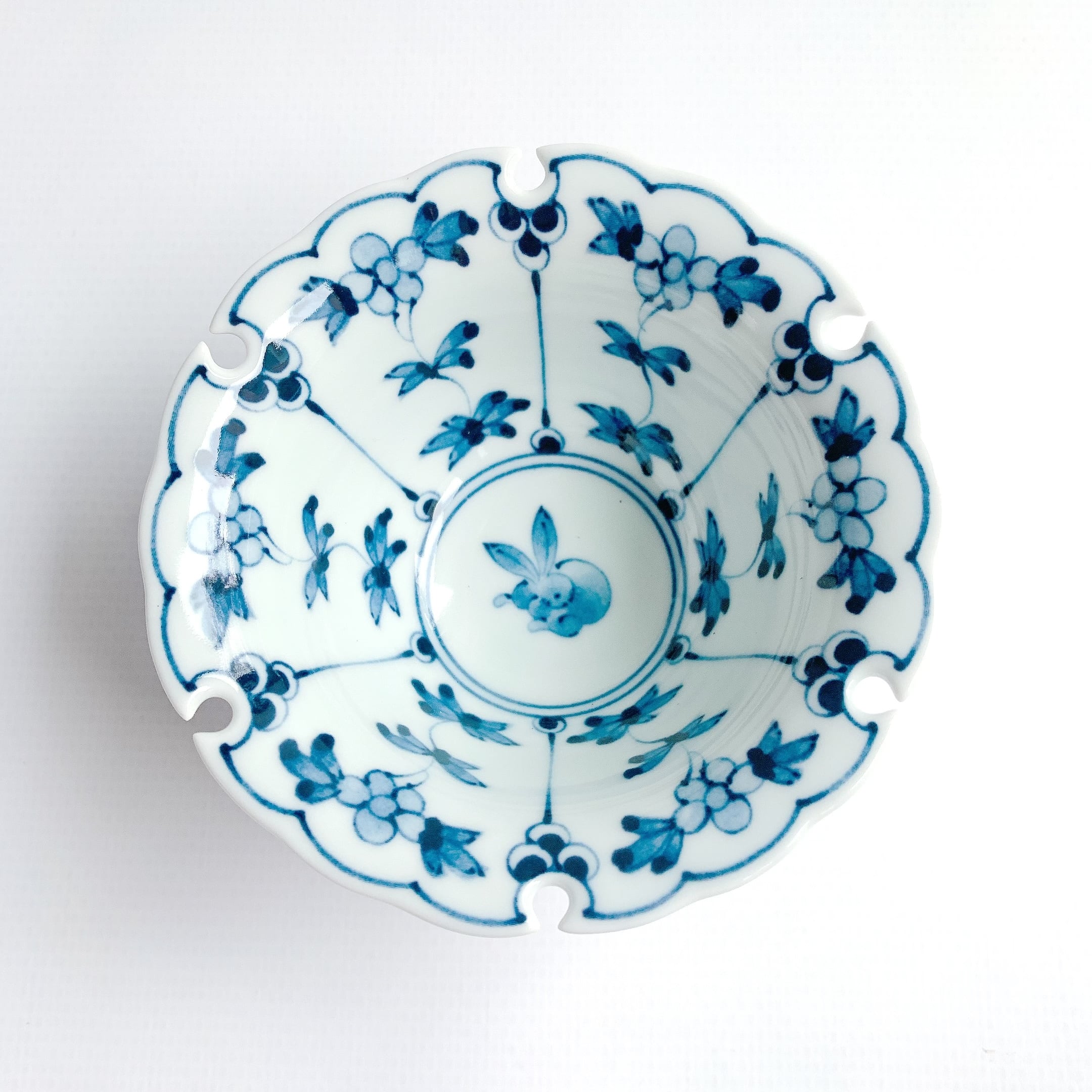 波佐見焼 草花うさぎ 雪輪小付