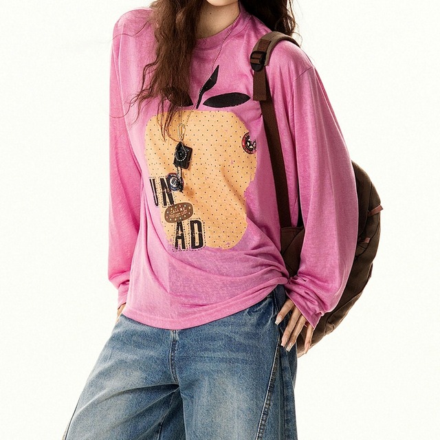 フルーツモチーフリラックスロングスリーブTシャツ 2col R02587