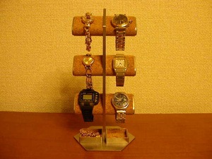 腕時計スタンド　ウオッチスタンド　時計スタンド　6本掛けトレイ付き腕時計スタンド