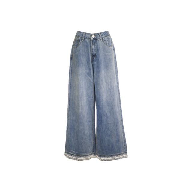 Hem lace design wide denim