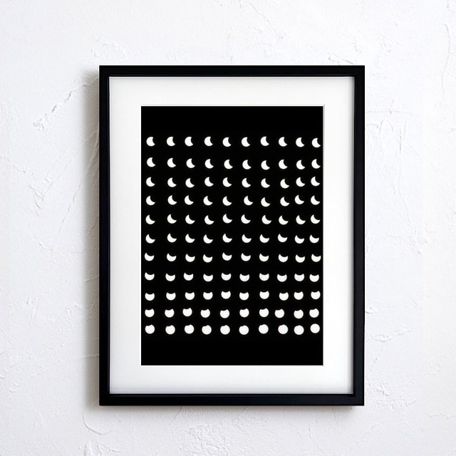 Lunar Rhythm Grid｜モノクロの月相パターンアート 神秘的でスタイリッシュな壁掛けポスター  北欧インテリアA2ポスター