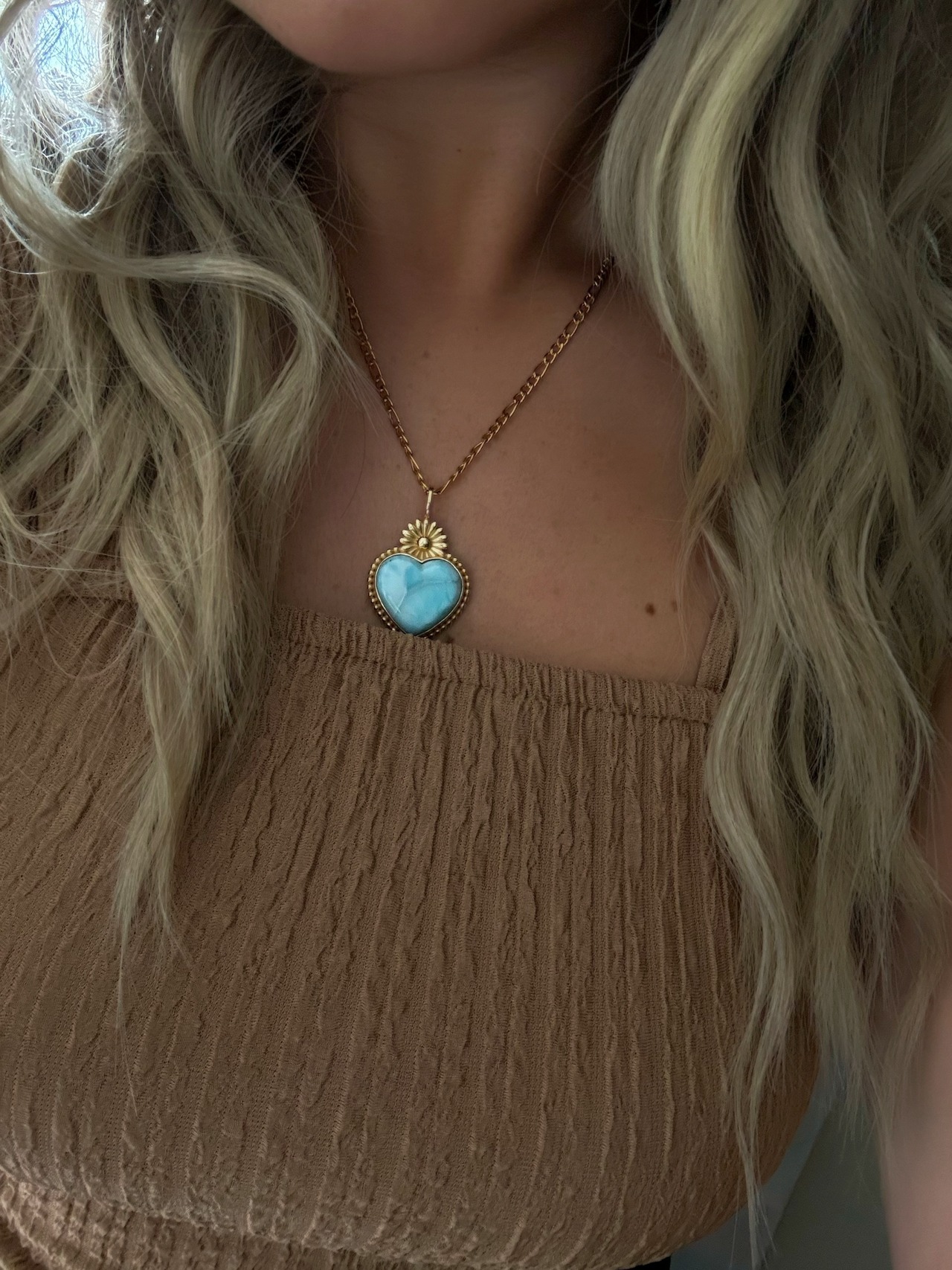 Flower×Larimar Necklace(セミオーダーフラワー×ラリマーネックレス)