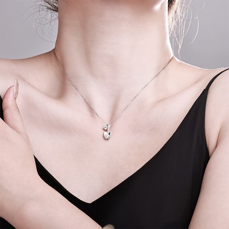 100% S925シルバーネックレス スクープモチーフ モアサナイト石 | H₂O