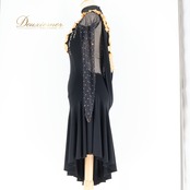 社交ダンス 衣装 タカダンス TAKADANCE ラテン ドレス ワンピース 黒 ゴールド 金 オレンジ 日本製 デモ 競技 パーティ 発表会 ブラック系 ゴールド系 スタイリッシュ デザイン 大人用 舞台衣装 ダンスウェア おしゃれ フォーマル 競技用 ダンスパーティー レディース