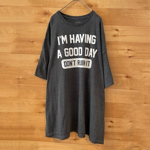 【USA古着】メッセージ Tシャツ XL相当 ビッグサイズ ダークグレー I'm having a good day アメリカ古着