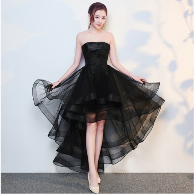 上品！ パーティードレス 黑 フィッシュテール ベアトップ 2次会
