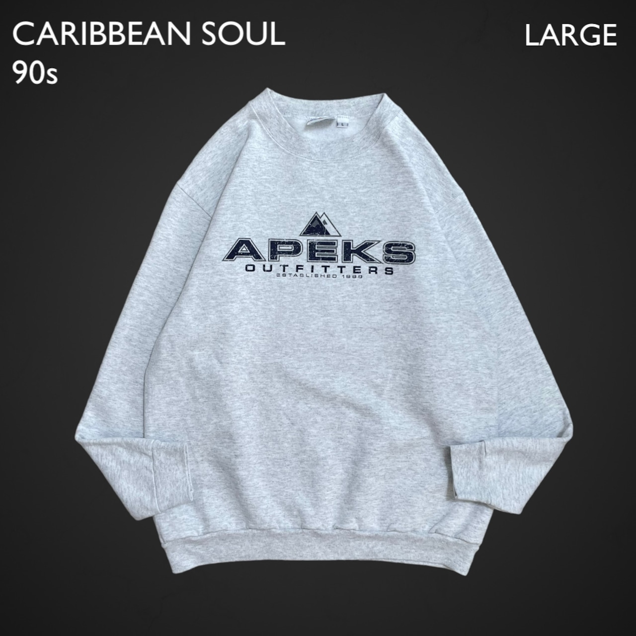 CARIBBEAN SOUL 90s USA製 スウェットシャツ トレーナー ロゴ プリント L グレー クルーネック ヴィンテージ  霜降りグレー SWEATSHIRTS US古着