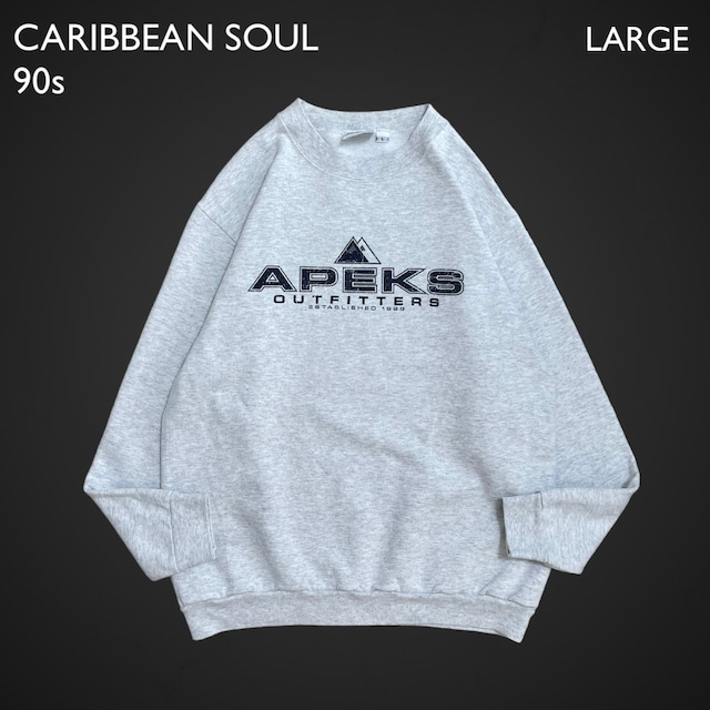 CARIBBEAN SOUL 90s USA製 スウェットシャツ トレーナー ロゴ プリント L グレー クルーネック ヴィンテージ  霜降りグレー SWEATSHIRTS US古着