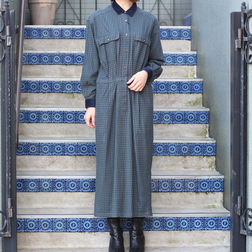 USA VINTAGE EDDIE BOUER CHECK PATTERNED LONG ONE PIECE/アメリカ古着エディバウアーチェック柄ロングワンピース