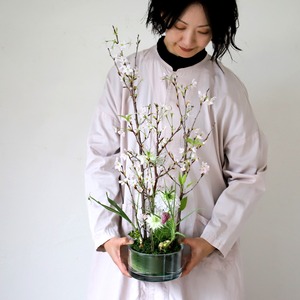 【インテリア・空間装飾に】桜とグリーンのアートアレンジ